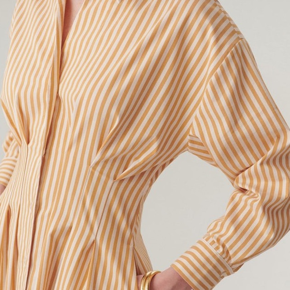 Striped Button-Front Shirt Dress - Light Blue/White - Picture 9 of 12